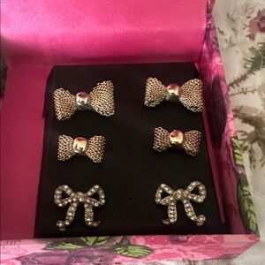 Gold and Silver Bow Earrings Set